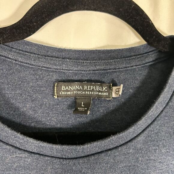 Banana Republic Luxury Touch Performance Shirt Men's Large Blue Short Sleeve Cot - Picture 3 of 6